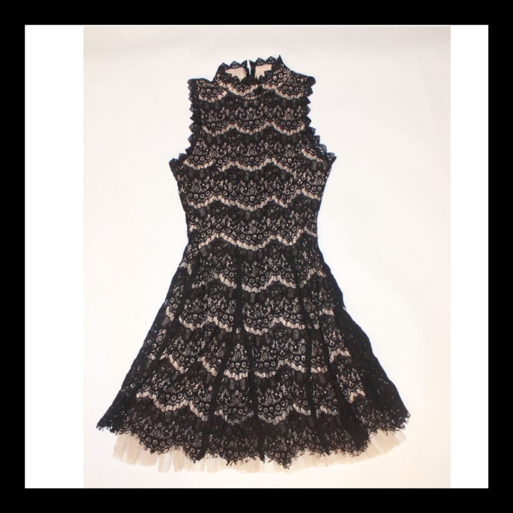 Francesca’s Black Fit Flare Lace Dress